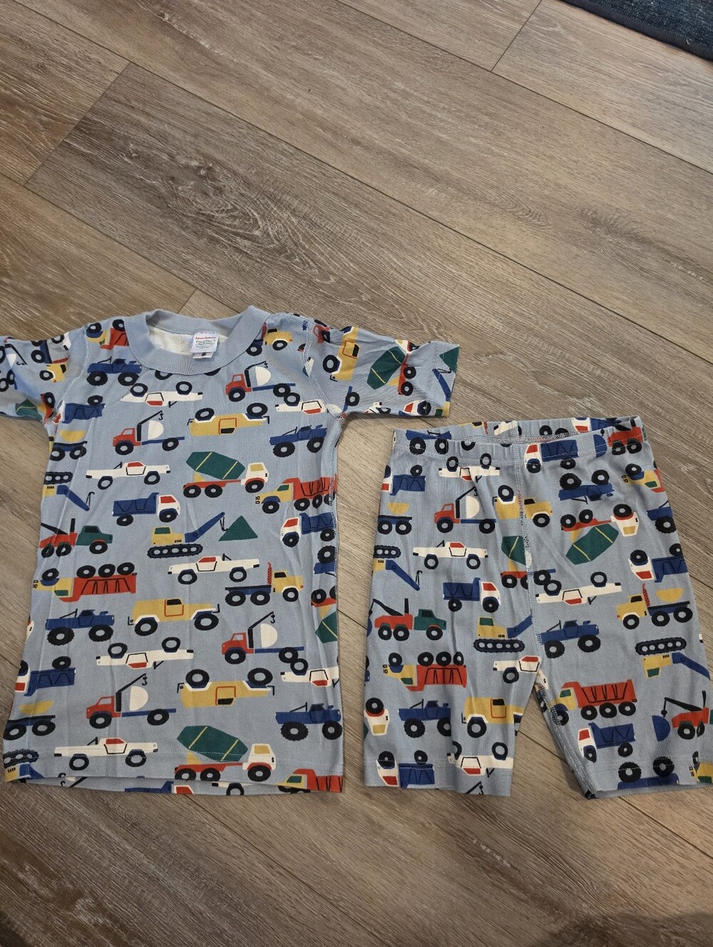 Hanna Andersson Light Blue Pajama Set with Multicolor Trucks